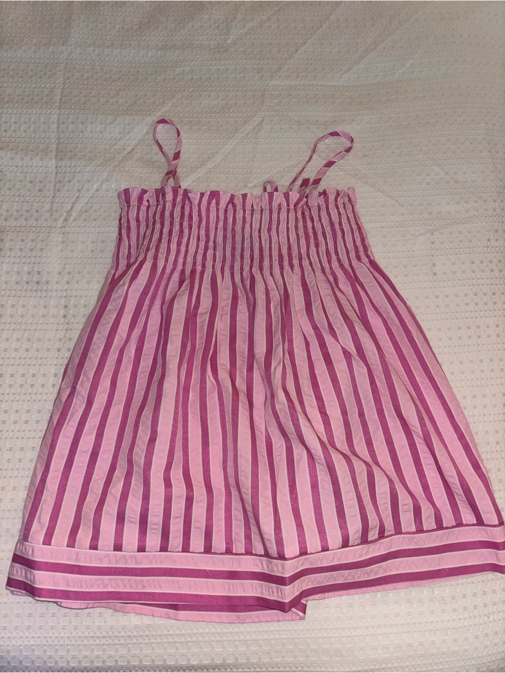Pink Striped Smocked Top+Shorts Set